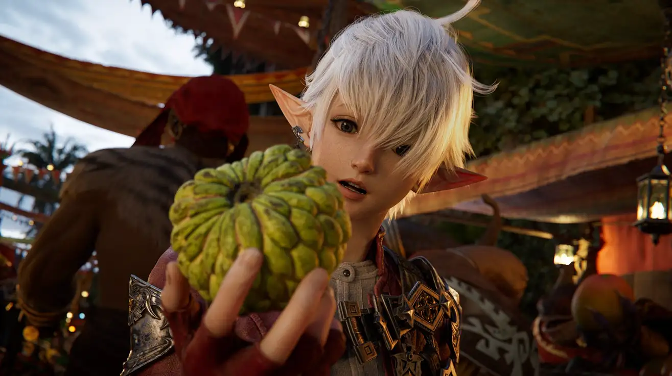 screenshot of square enix holding an artichoke Final Fantasy XIV