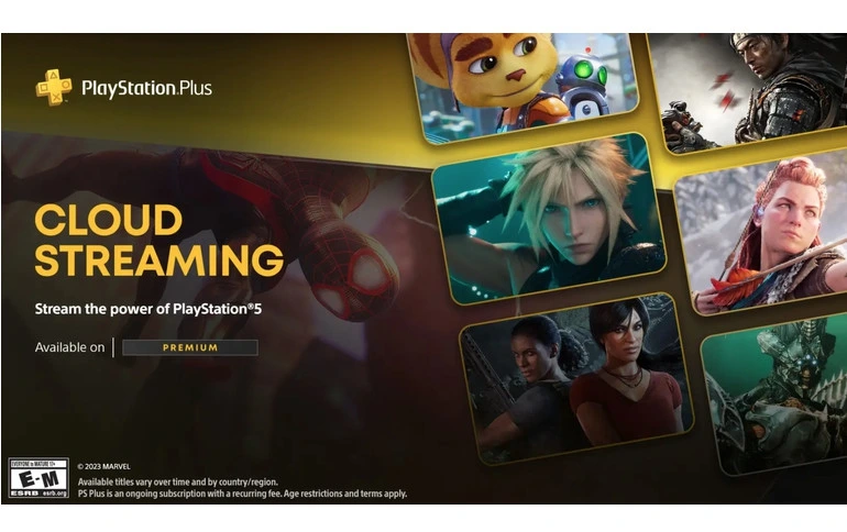 PlayStation Plus Premium cloud streaming service launches in Japan, featuring a library of games available for streaming on PS5. Subscription required. Titles vary by region.