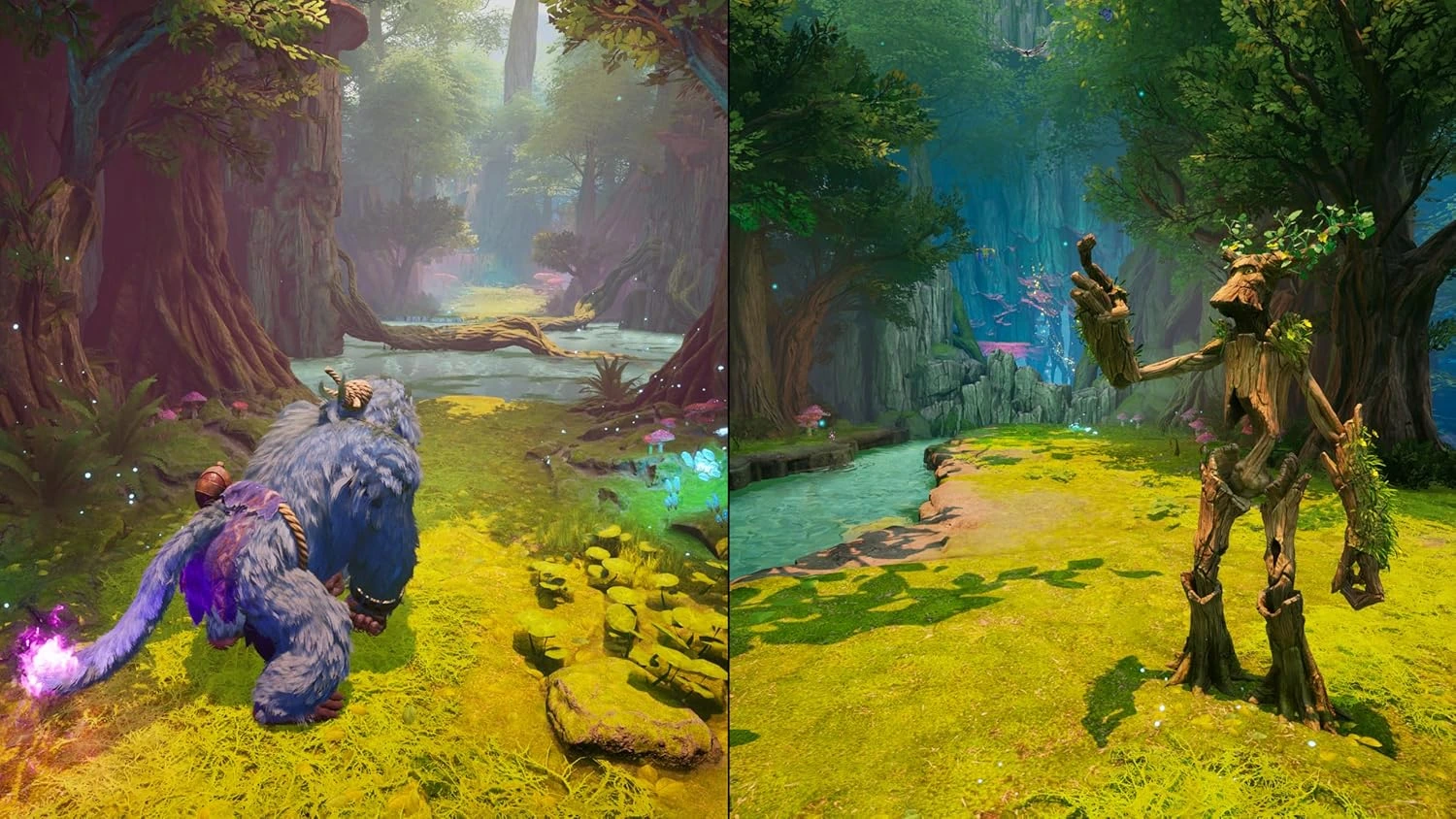 crossplay split fiction game play greenery in the the forest in the jungle creatures