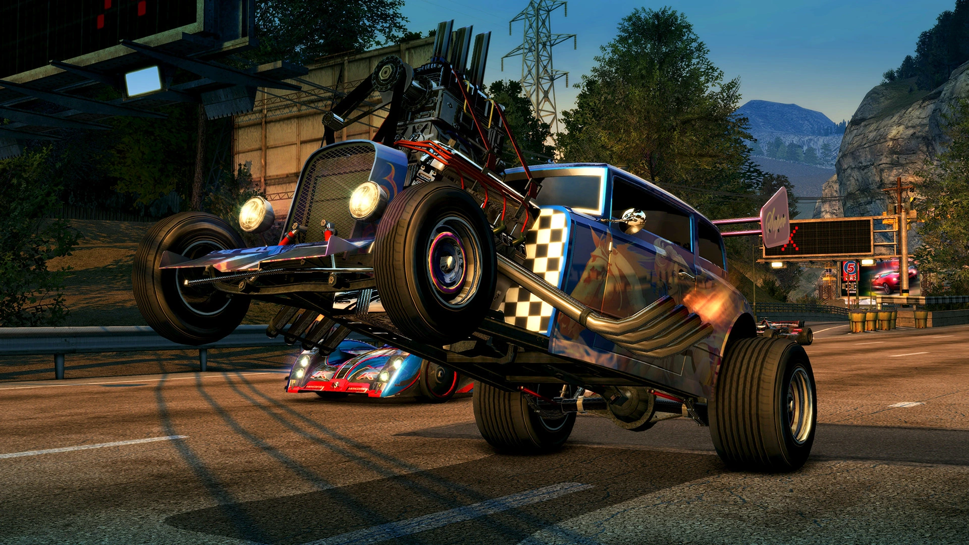 Sixck mod truck doing a wheelie in burnout paradise remastered