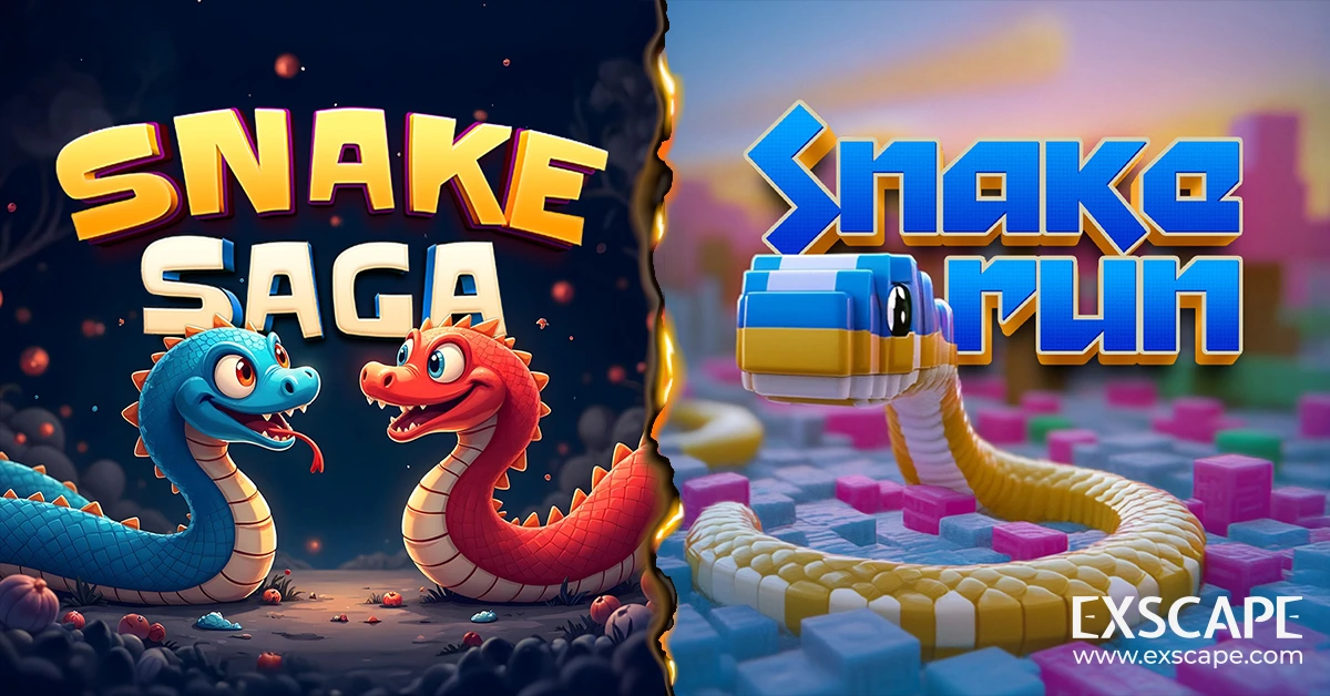 Snake Run game on Exscape - modern snake arcade mobile game. Snake Saga Exscape - puzzle maze snake game online 