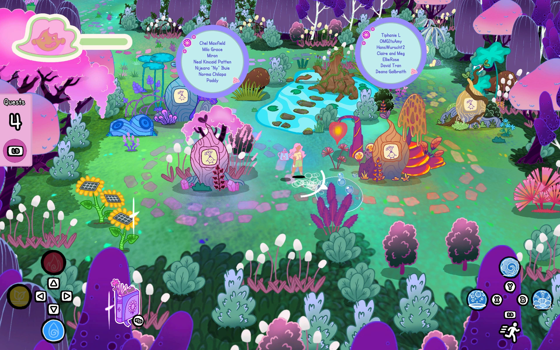 Grimoire Groves colorful action roguelite screenshot showing magical combat and whimsical forest environments