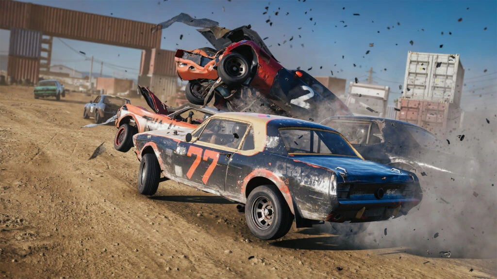 Wreckfest 2 car collision in demolition derby