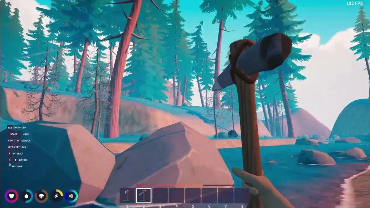 Under Canopies open-world indie game screenshot showing lush natural environments and player crafting system. 